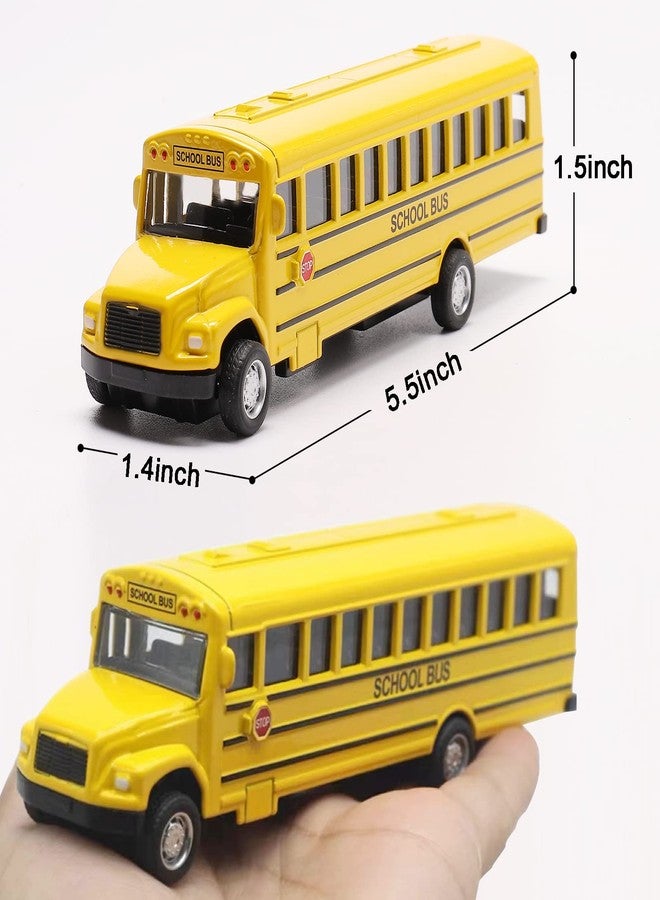 weilaga 2 Pack 5.5" Pull Back Yellow School Bus Toy Playset,Durable Die-cast Metal Toy Vehicles,Party Favors,Best Birthday Gift for Boys Girls Kids Toddlers - Image 2